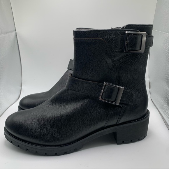 NWOB Crevo combat mid calf all leather black boots size